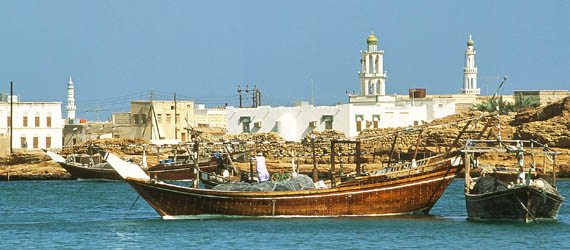 Blick auf Al Ayqa, Sur, Oman